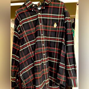 Vintage Plaid Polo Bear Button Up XL